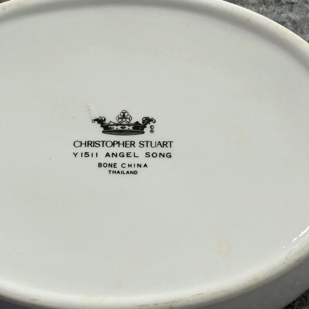 Vintage Christopher Stuart Angel Song Y1511 Trinket Box Bone China Christmas 90s